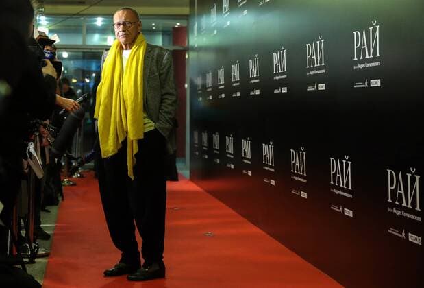 MOSCOW, RUSSIA - JANUARY 18, 2017: Russian film director Andrei Konchalovsky at the Moscow premiere of his latest drama film Paradise at the Karo 11 Oktyabr cinema. Artyom Geodakyan TASS  TS03E53C