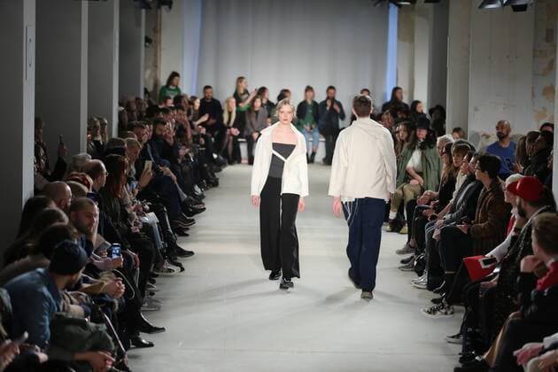 Vladimir Karaleev showcases its latest Autumn Winter 2017 Vladimir Karaleev showcases its latest Autumn Winter 2017 Collections in the Kaufhaus Jandorf in the Brunnenstrasse in Berlin-Mitte during the Mercedes-Benz Fashion Week Berlin Autumn Winter 2017 Collections. The photo shows models with the Vladimir Karaleev collection on the catwalk.  SimonexKuhlmey