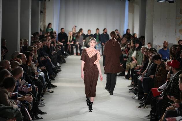 Vladimir Karaleev showcases its latest Autumn Winter 2017 Vladimir Karaleev showcases its latest Autumn Winter 2017 Collections in the Kaufhaus Jandorf in the Brunnenstrasse in Berlin-Mitte during the Mercedes-Benz Fashion Week Berlin Autumn Winter 2017 Collections. The photo shows models with the Vladimir Karaleev collection on the catwalk.  SimonexKuhlmey