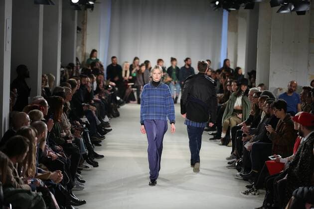 Vladimir Karaleev showcases its latest Autumn Winter 2017 Vladimir Karaleev showcases its latest Autumn Winter 2017 Collections in the Kaufhaus Jandorf in the Brunnenstrasse in Berlin-Mitte during the Mercedes-Benz Fashion Week Berlin Autumn Winter 2017 Collections. The photo shows models with the Vladimir Karaleev collection on the catwalk.  SimonexKuhlmey