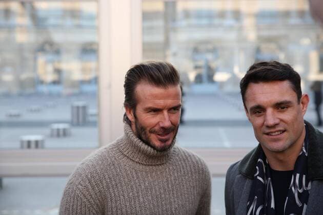 Paris Fashion Week - Promis bei Louis Vuitton Modenschau defile mode masculine Louis vuitton david beckham et dan carter CELEBRITES : Fashion Week Mode Masculine - Louis Vuitton Collection Automne Hiver - Paris - 19 01 2017 stephanechemin panoramic 