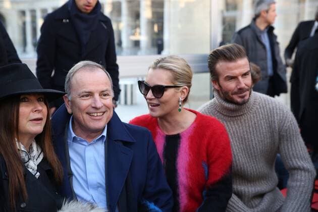 Paris Fashion Week - Promis bei Louis Vuitton Modenschau defile mode masculine Louis vuitton Michael Burke - kate moss - david beckham CELEBRITES : Fashion Week Mode Masculine - Louis Vuitton Collection Automne Hiver - Paris - 19 01 2017 stephanechemin panoramic 