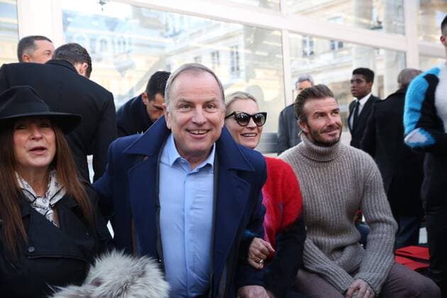 Paris Fashion Week - Promis bei Louis Vuitton Modenschau defile mode masculine Louis vuitton Michael Burke - kate moss - david beckham CELEBRITES : Fashion Week Mode Masculine - Louis Vuitton Collection Automne Hiver - Paris - 19 01 2017 stephanechemin panoramic 