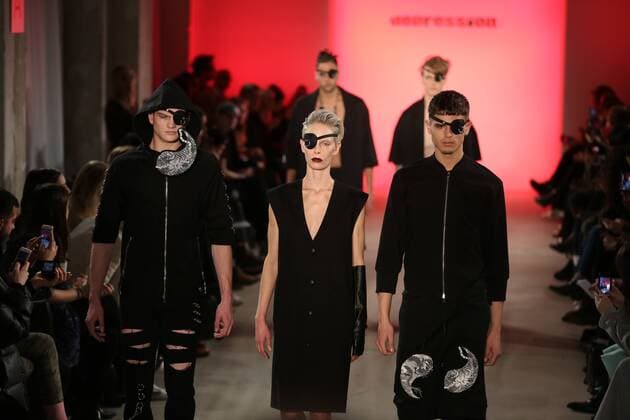 I VR Isabel Vollrath at the Fashion Week Berlin Depression showcases its latest Autumn Winter 2017 Collections in the Kaufhaus Jandorf in the Brunnenstrasse in Berlin-Mitte during the Mercedes-Benz Fashion Week Berlin Autumn Winter 2017 Collections. The photo shows models with the Depression collection on the catwalk.  SimonexKuhlmey