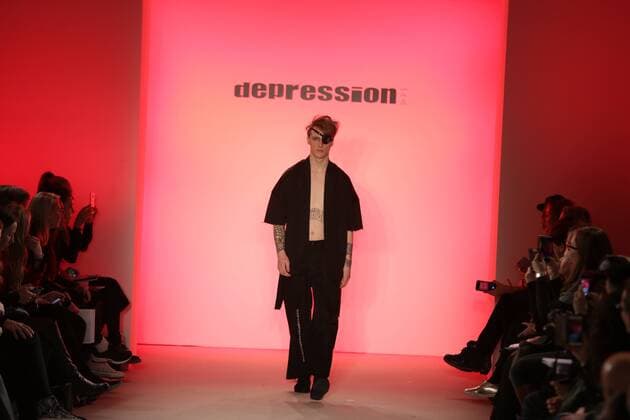 I VR Isabel Vollrath at the Fashion Week Berlin Depression showcases its latest Autumn Winter 2017 Collections in the Kaufhaus Jandorf in the Brunnenstrasse in Berlin-Mitte during the Mercedes-Benz Fashion Week Berlin Autumn Winter 2017 Collections. The photo shows models with the Depression collection on the catwalk.  SimonexKuhlmey