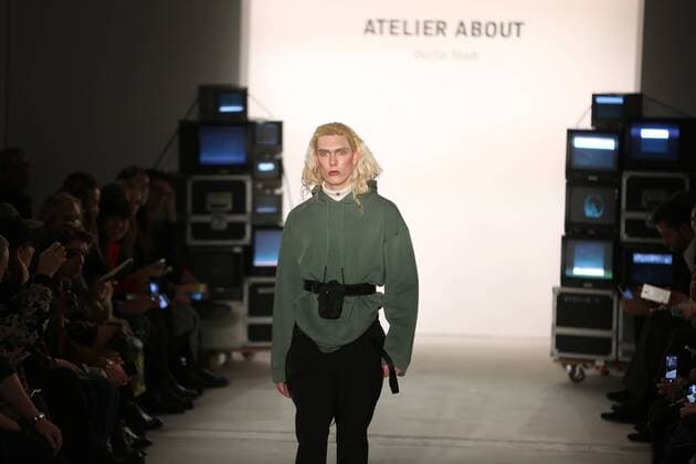 Atelier About at the Mercedes-Benz Fashion Week Atelier About showcases its latest Autumn Winter 2017 Collections in the Kaufhaus Jandorf in the Brunnenstrasse in Berlin-Mitte during the Mercedes-Benz Fashion Week Berlin Autumn Winter 2017 Collections. The photo shows models with the Atelier About collection on the catwalk.  SimonexKuhlmey
