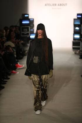 Atelier About at the Mercedes-Benz Fashion Week Atelier About showcases its latest Autumn Winter 2017 Collections in the Kaufhaus Jandorf in the Brunnenstrasse in Berlin-Mitte during the Mercedes-Benz Fashion Week Berlin Autumn Winter 2017 Collections. The photo shows models with the Atelier About collection on the catwalk.  SimonexKuhlmey