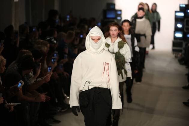 Atelier About at the Mercedes-Benz Fashion Week Atelier About showcases its latest Autumn Winter 2017 Collections in the Kaufhaus Jandorf in the Brunnenstrasse in Berlin-Mitte during the Mercedes-Benz Fashion Week Berlin Autumn Winter 2017 Collections. The photo shows models with the Atelier About collection on the catwalk.  SimonexKuhlmey