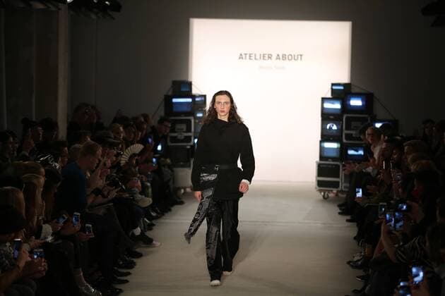 Atelier About at the Mercedes-Benz Fashion Week Atelier About showcases its latest Autumn Winter 2017 Collections in the Kaufhaus Jandorf in the Brunnenstrasse in Berlin-Mitte during the Mercedes-Benz Fashion Week Berlin Autumn Winter 2017 Collections. The photo shows models with the Atelier About collection on the catwalk.  SimonexKuhlmey