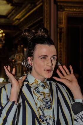 France: Henrik Vibskon show at Paris FW A model is seen on backstage of Henrik Vibskov show during Paris Men s Fashion Week Fall Winter 2017 18  GaetanoxPiazzolla