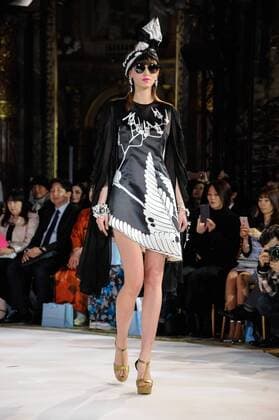 France: Yumi Katsura show A model walk the catwalk at Yumi Katsura show during the Paris fashion week, SS 2017 Haute Couture.  GaetanoxPiazzolla