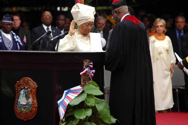 Jan 16, 2006; Monrovia, LIBERIA; Ellen Johnson Sirleaf was sworn in today as President of Liberia. Sirleaf is the first female president of Africa. Mandatory - ZUMAf29_ 20060116_jab_f29_534 Copyright: xCandacexFeitx