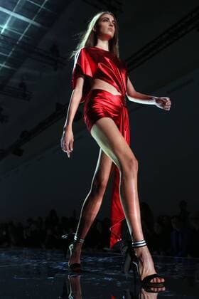 A model takes to the catwalk during the presentation of Alexandre Vauthier s show as part of the Fall-Winter 2017-18 fashion collections in Paris on January 24, 2017.  PAR20170124115 MAYAxVIDON-WHITE