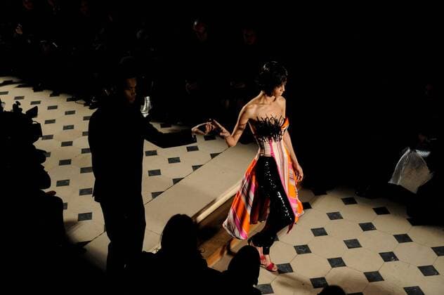 France:Julien Fournie show Haute Couture SS 2017 A model walk the catwalk during the Julien Fournie show. Paris Fashion Week SS 2017 Haute Couture.  GaetanoxxPiazzolla