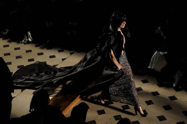France:Julien Fournie show Haute Couture SS 2017 A model walk the catwalk during the Julien Fournie show. Paris Fashion Week SS 2017 Haute Couture.  GaetanoxxPiazzolla