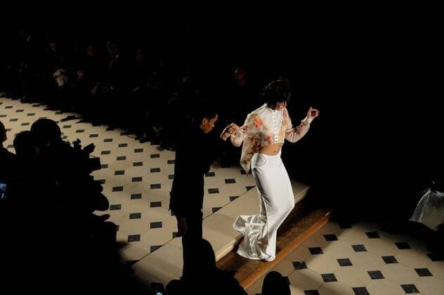 France:Julien Fournie show Haute Couture SS 2017 A model walk the catwalk during the Julien Fournie show. Paris Fashion Week SS 2017 Haute Couture.  GaetanoxxPiazzolla