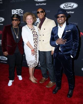 LOS ANGELES - JAN 23: Michael Bivins, Debra Lee, Ronnie DeVoe, Ricky Bell at the BET s The New Edition Story Premiere Screening at Paramount Studios on January 23, 2017 in Los Angeles, CA  Copyright: xHPAx xIPAx