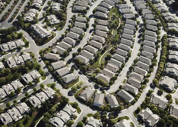 USA, California, aerial view of aerial view of suburbs  BCDF00256