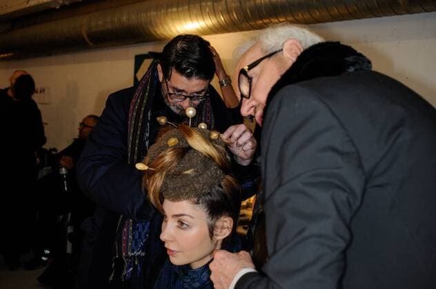 France: Franck Sorbier show. Haute Couture SS 2017 Franck Sorbier, seen during the backstage. Paris fashion week. Haute Couture SS 2017  GaetanoxxPiazzolla