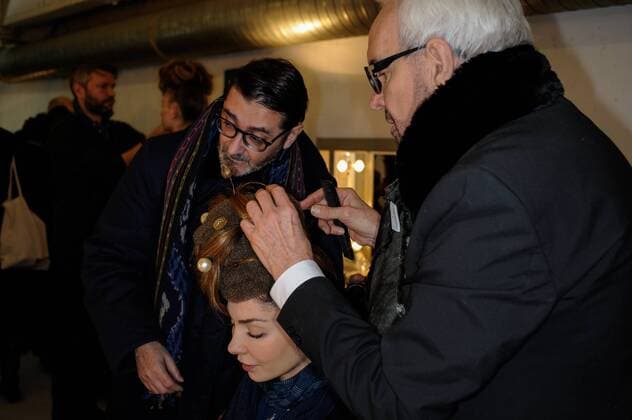 France: Franck Sorbier show. Haute Couture SS 2017 Franck Sorbier, seen during the backstage. Paris fashion week. Haute Couture SS 2017  GaetanoxxPiazzolla