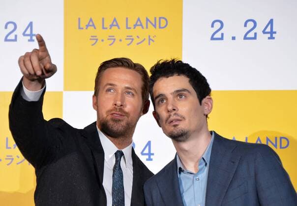 Actor Ryan Gosling(L) and Director Damien Chazelle attend the Japan premiere for the film La La Land on January 26, 2017 in Tokyo, Japan.  TKP2017012613 KEIZOxMORI