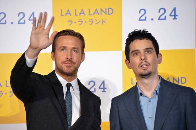 Actor Ryan Gosling(L) and Director Damien Chazelle attend the Japan premiere for the film La La Land on January 26, 2017 in Tokyo, Japan.  TKP2017012614 KEIZOxMORI