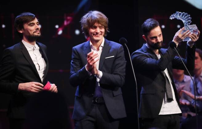 Puggy receives an award during the second edition of the D6bels music awards for artists of Federation Wallonie-Bruxelles, Thursday 26 January 2017.  VIRGINIExLEFOUR 05034083