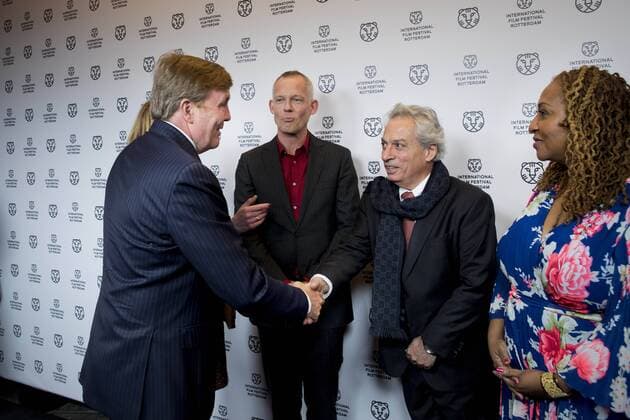 27-01-2017 Rotterdam King Willem-Alexander with Bero Beyer, Gregory Elias and Lisa Cortes during the world premiere of Double Play at the International Film Festival Rotterdam ( IFFR) at the Oude Luxor theater in Rotterdam.  Copyright: ppex