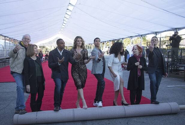 January 27, 2017 - Los Angeles, California, U.S - (L-R) Actors Jason George, actress Missi Pyle, actor Marcus Scribner, actress Jurnee Smollett-Bell and SAG committee member Shelley Fabares attend the 23rd annual Screen Actors Guild Awards - Red Carpet Roll-Out and Behind-The-Scenes at The Shrine Expo Hall on Friday January 27, 2017 in Los Angeles, California. Los Angeles U.S. - ZUMAp124 20170127_zaa_p124_022 Copyright: xArianaxRuizx