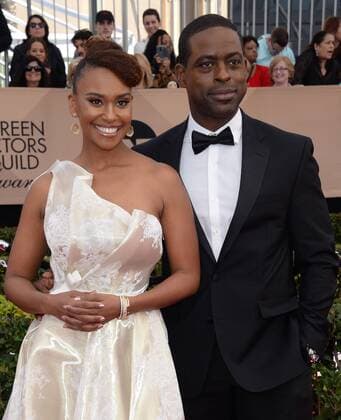 (L-R) Actors Ryan Michelle Bathe and Sterling K. Brown arrive for the the 23rd annual SAG Awards held at the Shrine Auditorium in Los Angeles on January 29, 2017. The Screen Actors Guild Awards will be broadcast live on TNT and TBS.  LAP20170129026 JIMxRUYMEN
