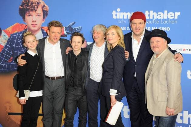 Jule Hermann, Justua von Donanyi, Arved Friese, Andreas Dresen, Nadja Uhl, Charly Huebner, Axel Prahl Ankunft, roter Teppich zur Kinderfilm Premiere Timm Thaler im Zoo Palast in Berlin, am 29.01.2016