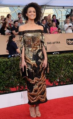 Actress Nathalie Emmanuel arrives for the the 23rd annual SAG Awards held at the Shrine Auditorium in Los Angeles on January 29, 2017. The Screen Actors Guild Awards will be broadcast live on TNT and TBS.  LAP20170129423 JIMxRUYMEN