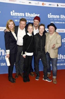 Nadja Uhl, Justus von Dohnanyi, Jule Hermann, Charly Hübner, Arved Friese und Axel Prahl bei der Premiere des Kinofilms Timm Thaler oder das verkaufte Lachen im Zoo Palast. Berlin, 29.01.2017 Foto:xF.xKernx xFuturexImage