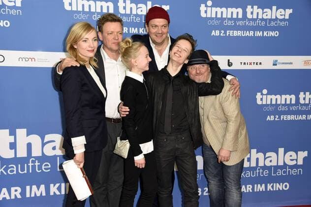 Nadja Uhl, Justus von Dohnanyi, Jule Hermann, Charly Hübner, Arved Friese und Axel Prahl bei der Premiere des Kinofilms Timm Thaler oder das verkaufte Lachen im Zoo Palast. Berlin, 29.01.2017 Foto:xF.xKernx xFuturexImage