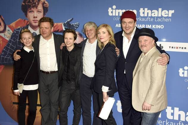 Jule Hermann, Justus von Dohnanyi, Arved Friese, Regisseur Andreas Dresen, Nadja Uhl, Charly Hübner und Axel Prahl bei der Premiere des Kinofilms Timm Thaler oder das verkaufte Lachen im Zoo Palast. Berlin, 29.01.2017 Foto:xF.xKernx xFuturexImage