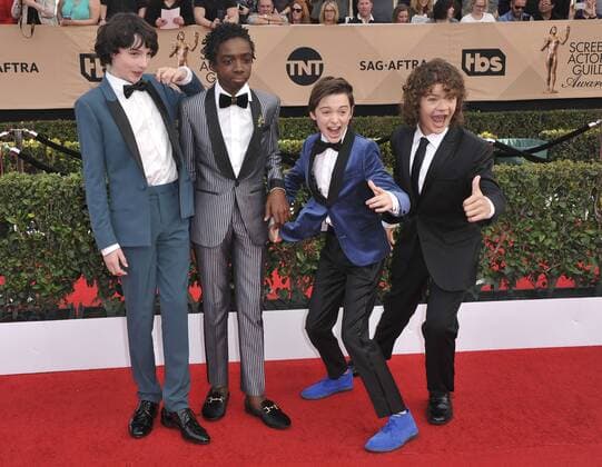 Finn Wolfhard, Caleb McLaughlin, Noah Schnapp & Gaten Matarazzo SCREEN ACTORS GUILD AWARDS: ARRIVALS Los Angeles Patrick Rideaux PicturePerfect