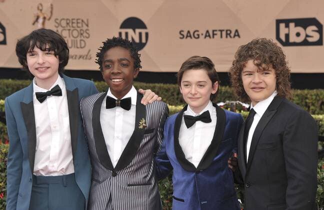 Finn Wolfhard, Caleb McLaughlin, Noah Schnapp & Gaten Matarazzo SCREEN ACTORS GUILD AWARDS: ARRIVALS Los Angeles Patrick Rideaux PicturePerfect