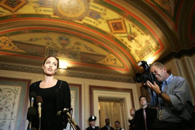 Nov. 17, 2005 - U.S. - KRT US NEWS STAND ALONE PHOTOGRAPH SLUGGED JOLIE KRT PHOTOGRAPH BY CHUCK KENNEDY KRT (November 17) WASHINGTON, DC -- UN Goodwill Ambassador Angelina Jolie meets with Sen. Dick Lugar, R-Ind., chairman of the Senate Foreign Relations Committee, on the UN Millennium Development Goals, Thursday, November 17, 2005, in Washington. (lj) 2005 - ZUMAm67_ 20051117_baf_m67_012 Copyright: xChuckxKennedyx