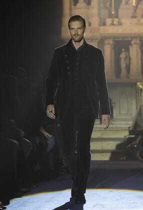 New York Mens Fashion Week Fall 2017 Model walks runway for Joseph Abboud collection during New York Mens Fashion Week Fall 2017 in Saint Stephens Church  LevxRadin