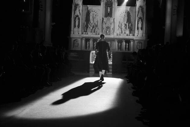 New York Mens Fashion Week Fall 2017 Model walks runway for Joseph Abboud collection during New York Mens Fashion Week Fall 2017 in Saint Stephens Church  LevxRadin