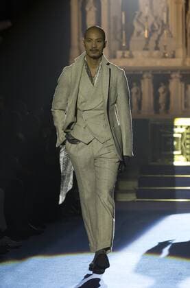 New York Mens Fashion Week Fall 2017 Model walks runway for Joseph Abboud collection during New York Mens Fashion Week Fall 2017 in Saint Stephens Church  LevxRadin