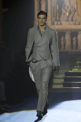 New York Mens Fashion Week Fall 2017 Model walks runway for Joseph Abboud collection during New York Mens Fashion Week Fall 2017 in Saint Stephens Church  LevxRadin