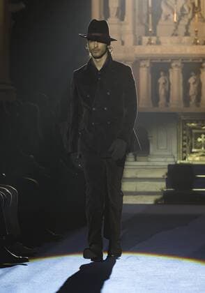 New York Mens Fashion Week Fall 2017 Model walks runway for Joseph Abboud collection during New York Mens Fashion Week Fall 2017 in Saint Stephens Church  LevxRadin