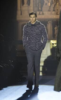 New York Mens Fashion Week Fall 2017 Model walks runway for Joseph Abboud collection during New York Mens Fashion Week Fall 2017 in Saint Stephens Church  LevxRadin
