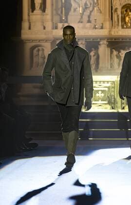 New York Mens Fashion Week Fall 2017 Model walks runway for Joseph Abboud collection during New York Mens Fashion Week Fall 2017 in Saint Stephens Church  LevxRadin