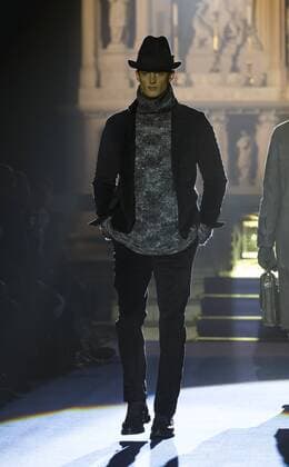 New York Mens Fashion Week Fall 2017 Model walks runway for Joseph Abboud collection during New York Mens Fashion Week Fall 2017 in Saint Stephens Church  LevxRadin