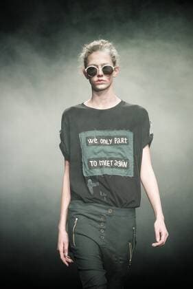 January 31, 2017 - Barcelona, Catalonia, Spain - A model walks the runway at the Oscarleon fashion show presenting the new i close my eyes...i feel you collection during 080 Barcelona Fashion Week Barcelona Spain - ZUMAo105 20170131_zap_o105_083 Copyright: xMatthiasxOesterlex