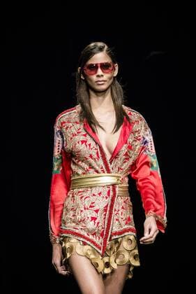 January 31, 2017 - Barcelona, Catalonia, Spain - A model walks the runway at the Custo fashion show presenting the new Way more - SS17 collection during 080 Barcelona Fashion Week Barcelona Spain - ZUMAo105 20170131_zap_o105_184 Copyright: xMatthiasxOesterlex