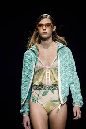 January 31, 2017 - Barcelona, Catalonia, Spain - A model walks the runway at the Custo fashion show presenting the new Way more - SS17 collection during 080 Barcelona Fashion Week Barcelona Spain - ZUMAo105 20170131_zap_o105_193 Copyright: xMatthiasxOesterlex