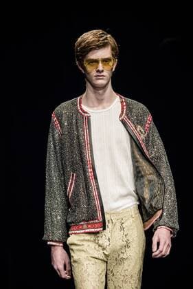 January 31, 2017 - Barcelona, Catalonia, Spain - A model walks the runway at the Custo fashion show presenting the new Way more - SS17 collection during 080 Barcelona Fashion Week Barcelona Spain - ZUMAo105 20170131_zap_o105_205 Copyright: xMatthiasxOesterlex